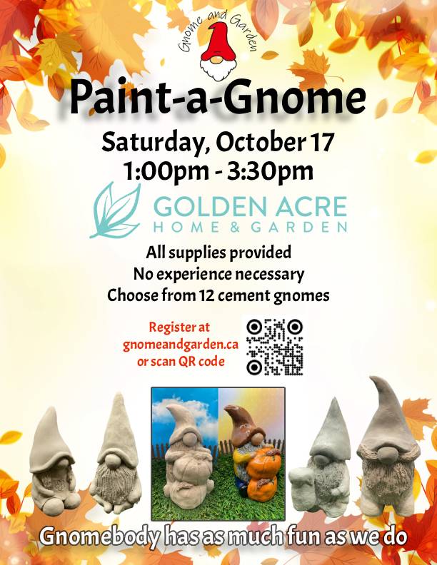 Paint-a-Gnome at Golden Acre Home & Garden - Oct 17